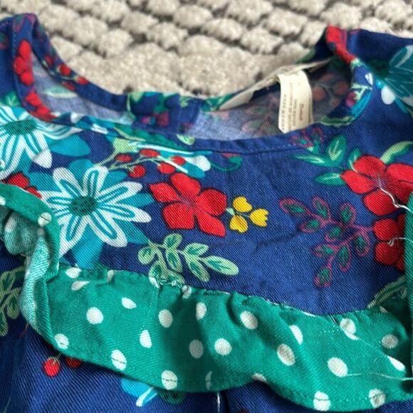 Matilda Jane Merry & Bright Girls Dress Blue Floral Ruffles Long Sleeve sz 8 - Picture 3 of 6